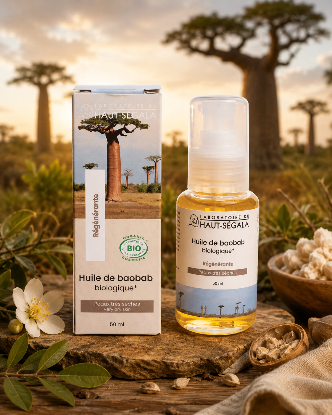 Laboratoire du Haut-Ségala -  Óleo de baobá biológico certificado primeira prensagem a frio – 50 ml
