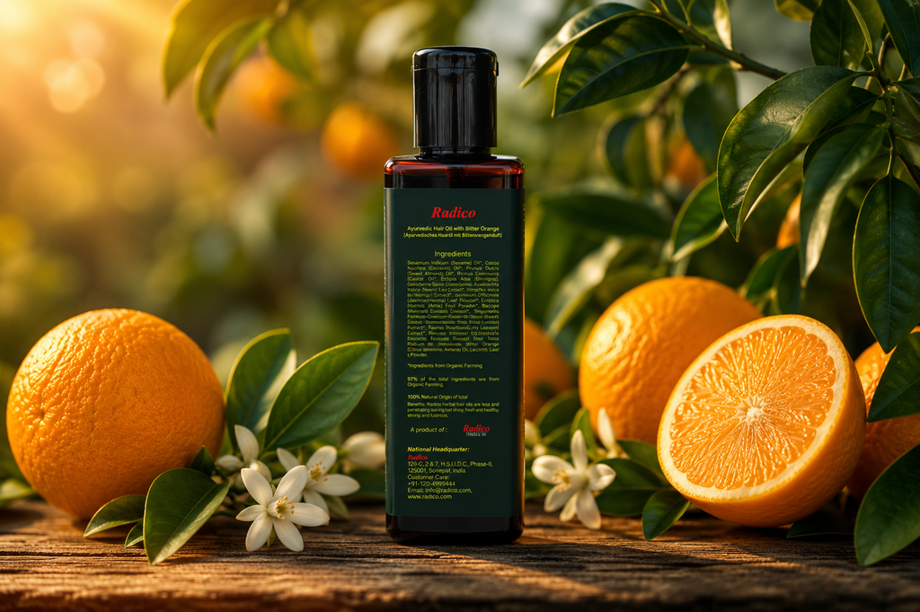 Radico - Óleo capilar ayurvédico com aroma de laranja amarga 200ml