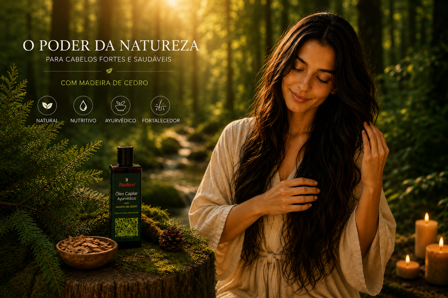 Radico - Óleo capilar ayurvédico com aroma a cedro 200ml