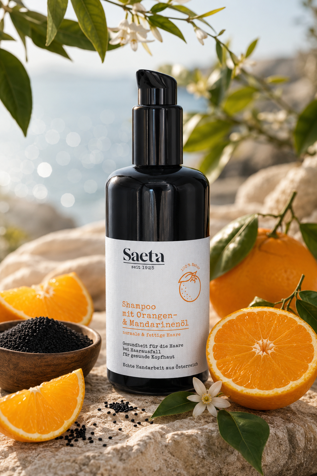 Saeta – Champú Natural con Aceite de Naranja y Mandarina Prensados en Frío 200 ml