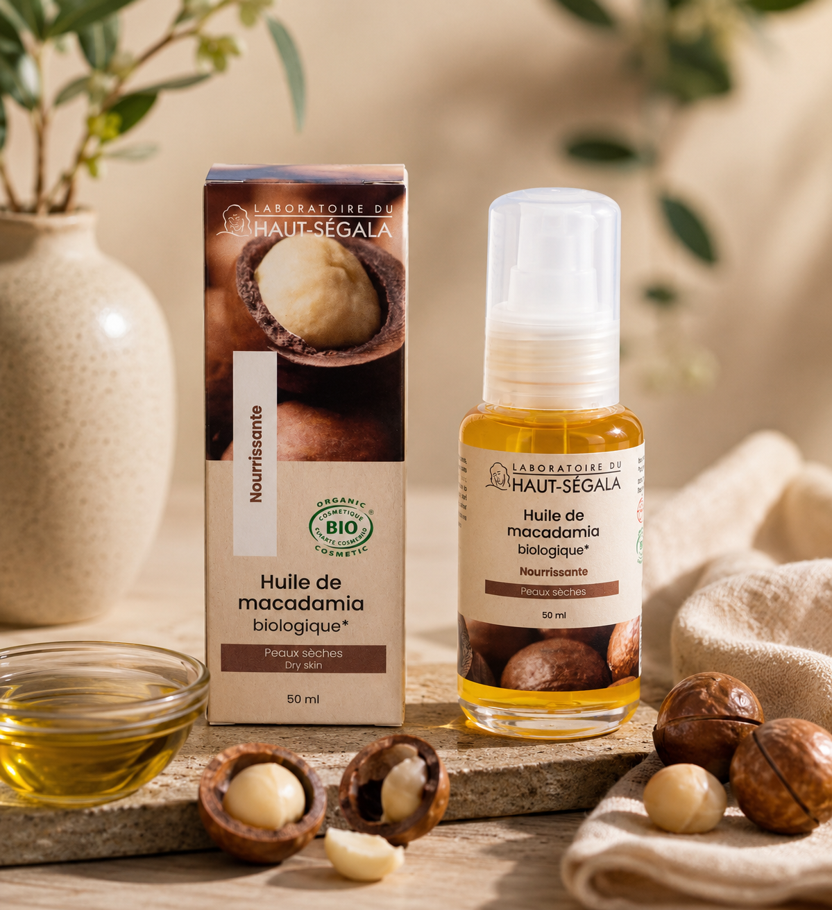 Laboratoire du Haut-Ségala - Óleo de macadâmia biológico certificado primeira prensagem a frio – 50 ml