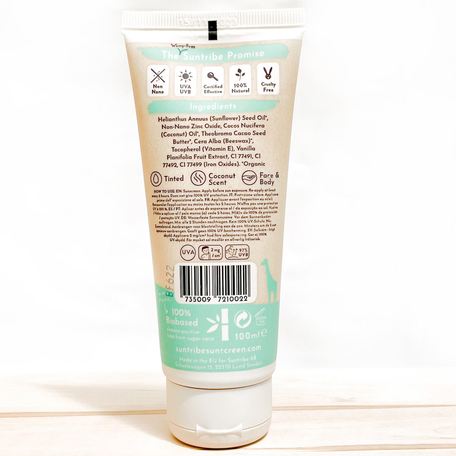 Suntribe - Protetor solar mineral para corpo e rosto FPS 30  100 ml