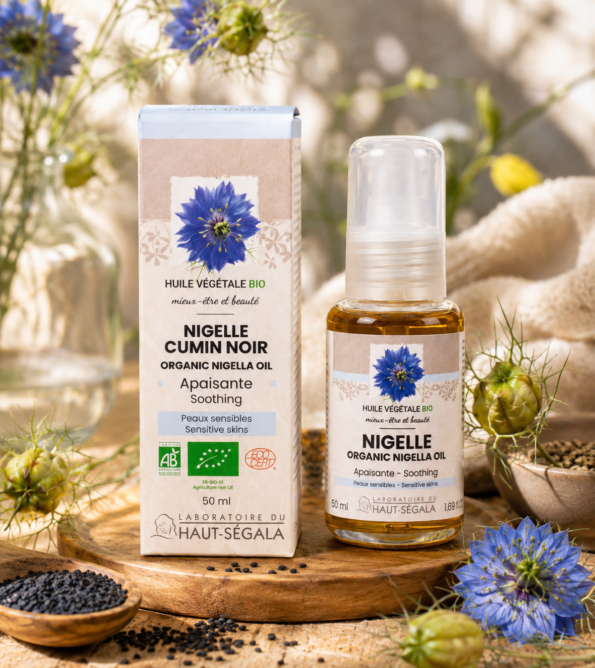 Laboratoire du Haut-Ségala - Óleo de semente de cominho preto biológico certificado primeira prensagem a frio – 50 ml