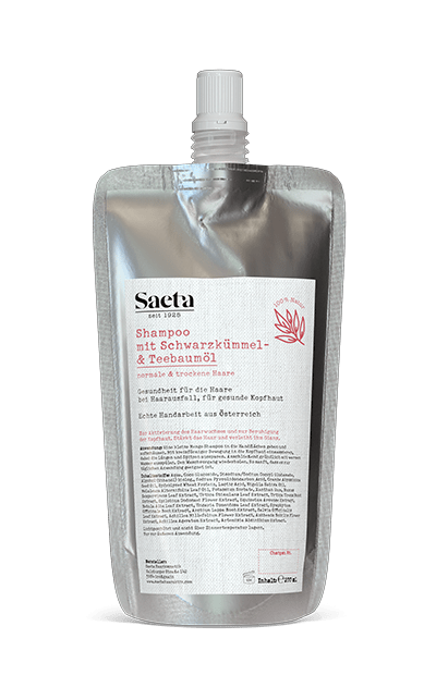 Saeta – Recambio de Champú Natural con Comino Negro y Aceite de Melaleuca 200 ml